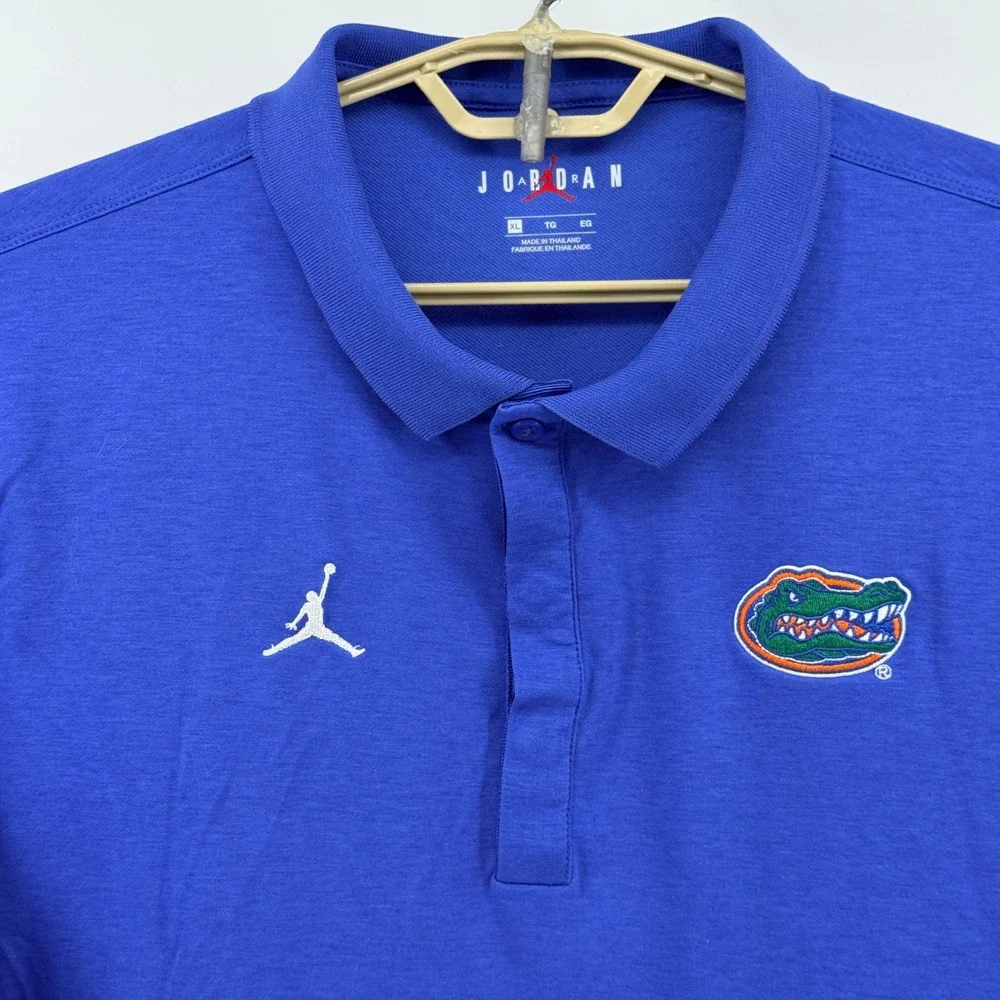 Jordan Florida Gators Dri-FIT Short Sleeve Polo Shirt Jumpman Logo Mens XL Blue